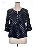 JCPenney 100% Rayon Polka Dots Blue 3/4 Sleeve Blouse Size XL - photo 1