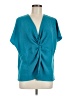 Trina Turk 100% Polyester Teal Short Sleeve Blouse Size Med - Lg - photo 1