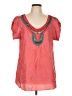 Nanette Lepore 100% Silk Red Short Sleeve Silk Top Size 12 - photo 1