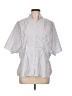 misook Stripes White Short Sleeve Blouse Size L - photo 1
