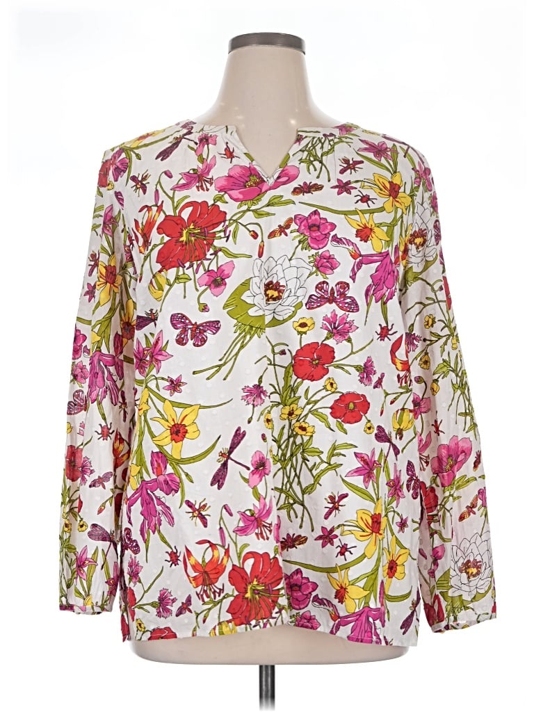 Pre-owned Talbots Long Sleeve Blouse In White