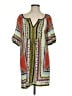 Glam 100% Polyester Print Orange Casual Dress Size S - photo 1