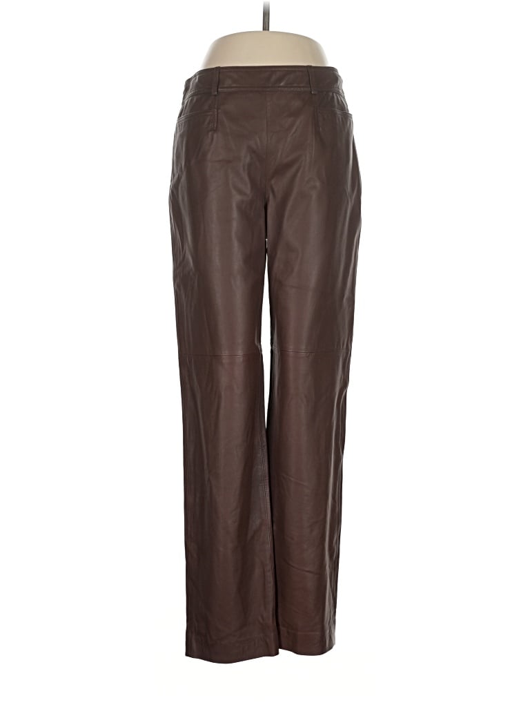 Pre-owned Worth Leather Pants In Brown