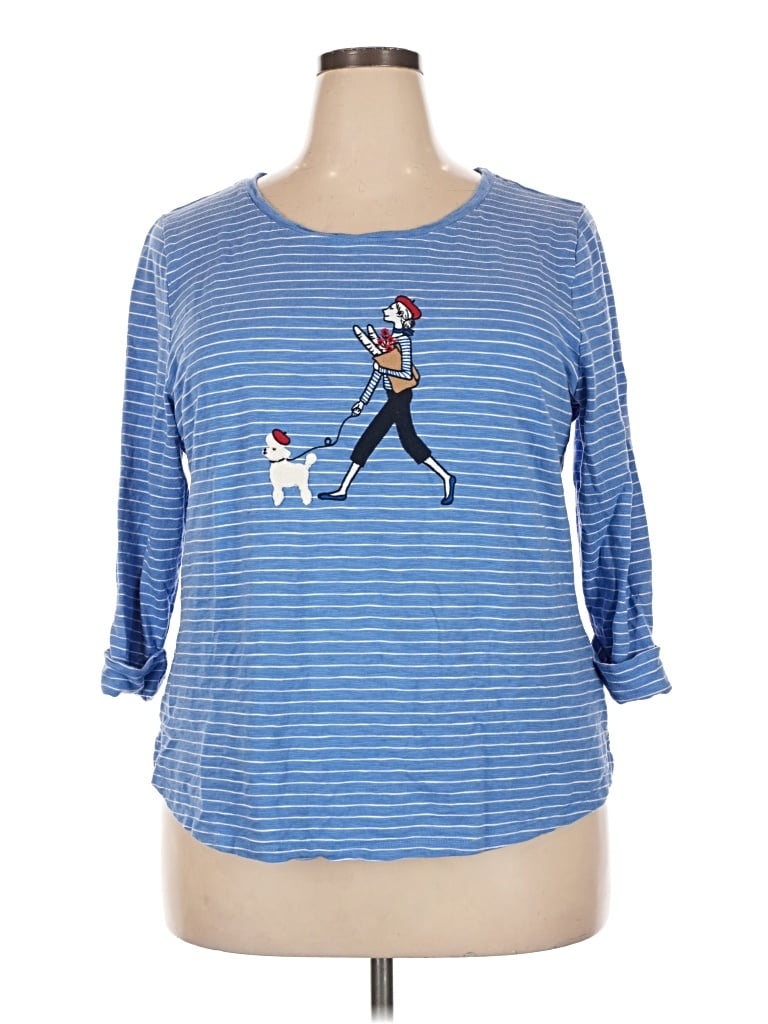 Pre-owned Talbots 3/4 Sleeve T-shirt In Blue