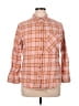 Aerie 100% Cotton Plaid Orange 3/4 Sleeve Button-Down Shirt Size M - photo 1
