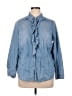 Chico's Blue 3/4 Sleeve Button-Down Shirt Size XL - photo 1