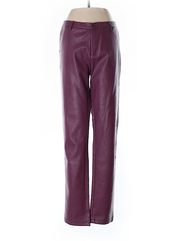 purple leather pants