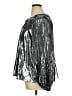 Jade 100% Polyester Metallic Silver Long Sleeve Blouse Size 1X - photo 5