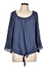 BCX 100% Polyester Blue 3/4 Sleeve Blouse Size L - photo 1