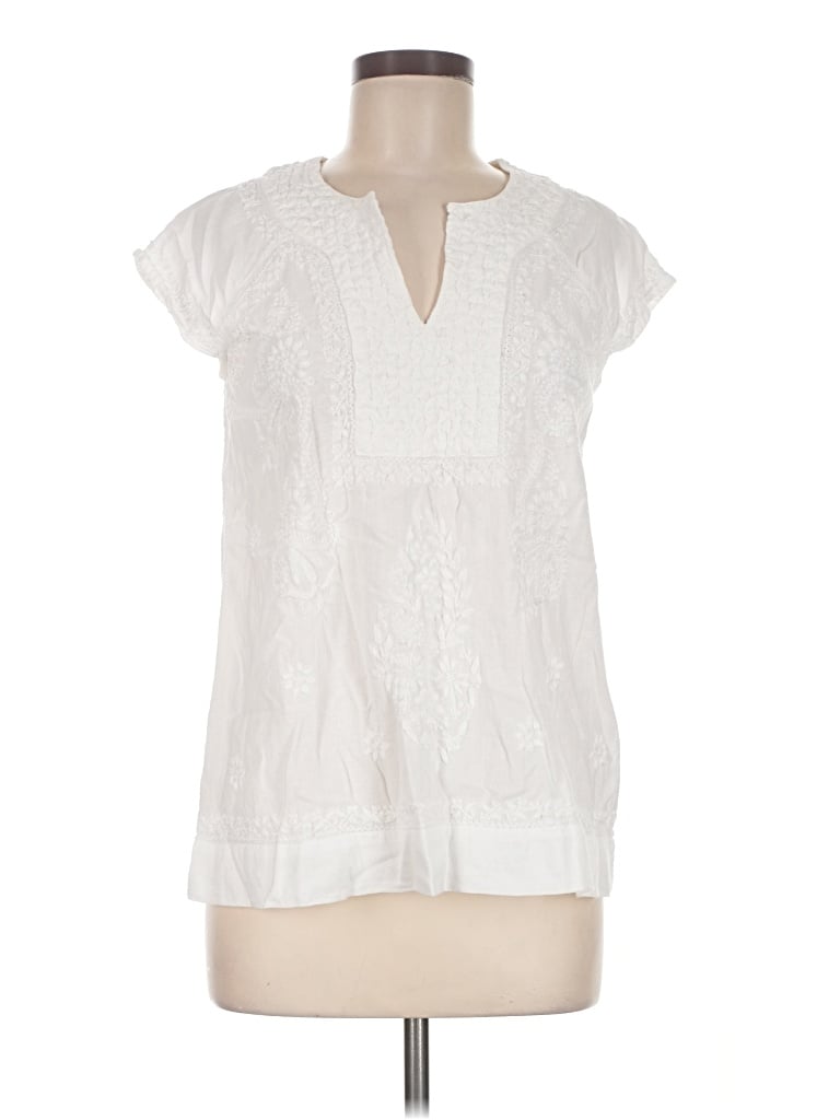 Pre-owned Roller Rabbit Short Sleeve Blouse In White