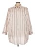 Roaman's Stripes Ivory 3/4 Sleeve Button-Down Shirt Size 30W - photo 1
