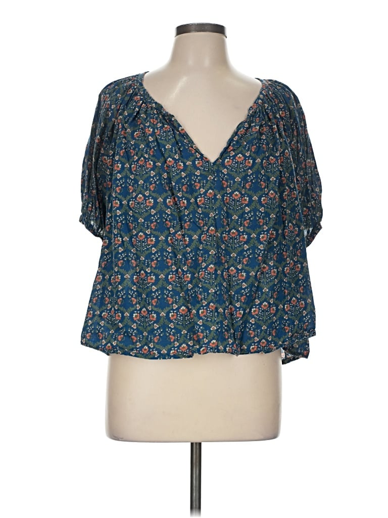 Pre-owned Roller Rabbit Short Sleeve Blouse In Teal