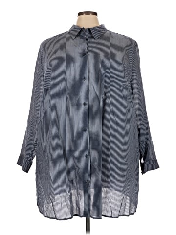 Ulla Popken 3/4 Sleeve Button-Down Shirt (view 1)