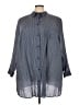 Ulla Popken Stripes Gray 3/4 Sleeve Button-Down Shirt Size 28 - 30 - photo 1