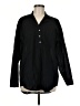 Only 100% Cotton Solid Black Long Sleeve Button-Down Shirt Size M - photo 1