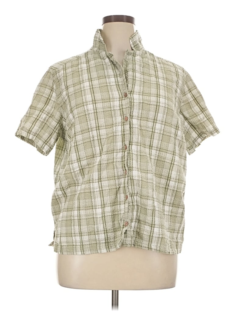 Pre-owned Erika Short Sleeve Button Down Shirt In Green
