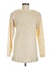 Ellen Tracy for Dillard's Checkered-gingham Chevron-herringbone Gold Wool Pullover Sweater Size S - photo 1