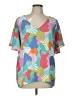 Michelle McDowell 100% Polyester Teal Short Sleeve Blouse Size L - photo 1