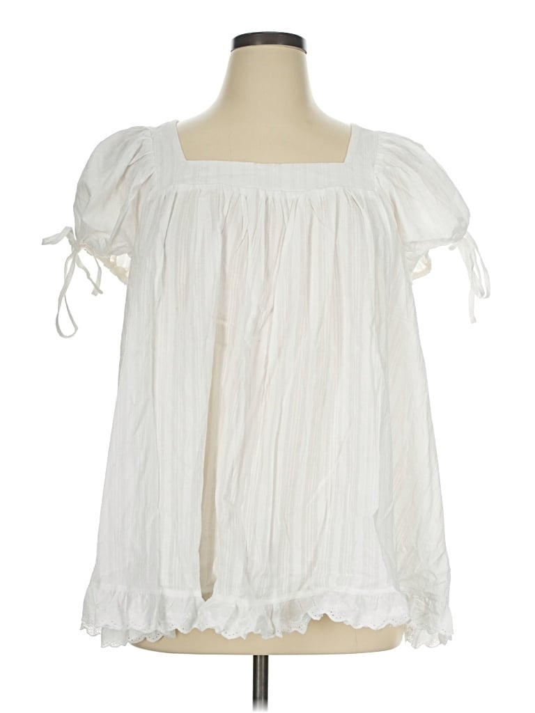 Pre-owned Cider Short Sleeve Blouse In White
