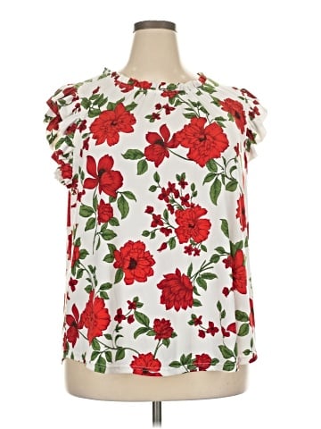 Flower & Feather Sleeveless Blouse (view 1)