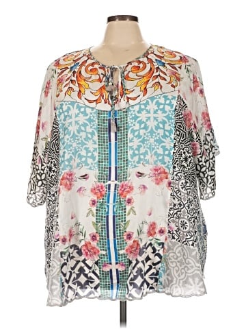 Johnny Was 3/4 Sleeve Silk Top (view 1)
