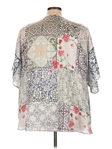 Johnny Was 3/4 Sleeve Silk Top (view 2)