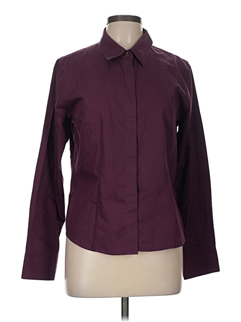 Pre-owned Investments Long Sleeve Button Down Shirt In Burgundy