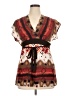Wrapper 100% Polyester Brown Short Sleeve Blouse Size XL - photo 1