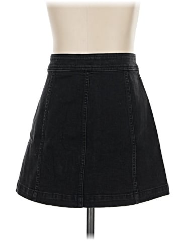 Madewell Stretch Denim A-Line Mini Skirt in Black Frost: Patch Pocket Edition (view 2)