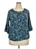 Cato 100% Rayon Blue 3/4 Sleeve Blouse Size 18 - photo 1