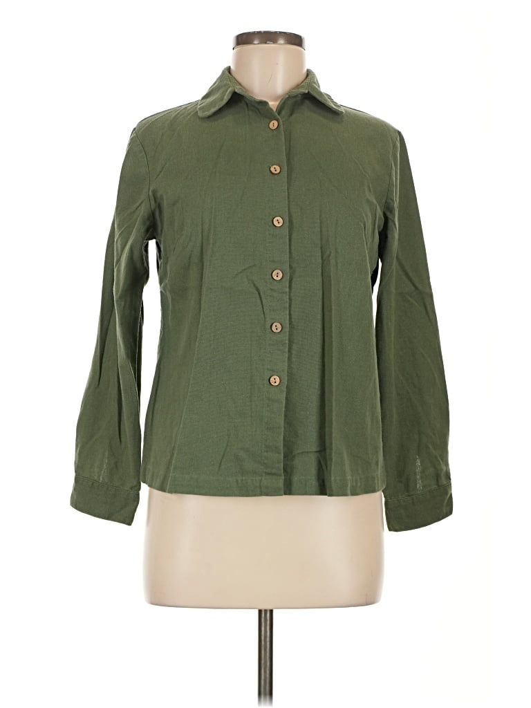Pre-owned Assorted Brands 3/4 Sleeve Button Down Shirt In Green
