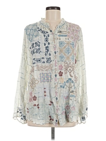 Johnny Was Long Sleeve Silk Top (view 1)