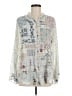 Johnny Was 100% Silk Blue Long Sleeve Silk Top Size M - photo 1