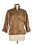 Connie Roberson Metallic Brown 3/4 Sleeve Button-Down Shirt Size M - photo 1