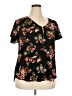 Tempted Hearts Floral Black Short Sleeve Blouse Size 2X - photo 1