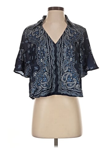 Aqua Short Sleeve Blouse (view 1)