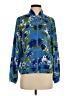 Susan Graver 100% Recycled Polyester Print Blue Track Jacket Size 2 - photo 1