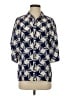 Karen Walker Chevron-herringbone Blue 3/4 Sleeve Button-Down Shirt Size 4 - photo 1