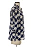Karen Walker Chevron-herringbone Blue 3/4 Sleeve Button-Down Shirt Size 4 - photo 4