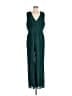 Francesca's 100% Polyester Solid Green Jumpsuit Size L - photo 1