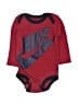Nike 100% Cotton Color Block Red Long Sleeve Onesie Size 60 - 70 cm - photo 1