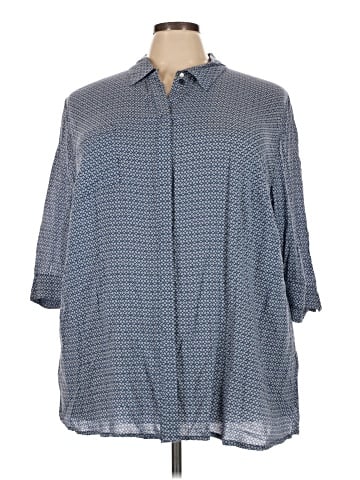 Ulla Popken 3/4 Sleeve Button-Down Shirt (view 1)