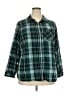 True Craft 100% Cotton Plaid Teal 3/4 Sleeve Button-Down Shirt Size 2X - photo 1