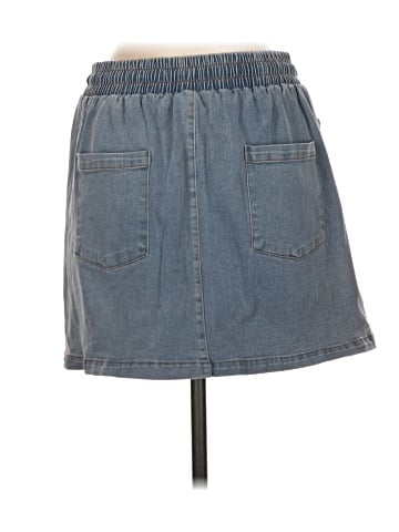 Aqua Denim Skirt (view 2)