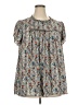 Rose + Olive 100% Polyester Blue Short Sleeve Blouse Size 3X - photo 1