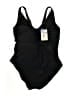 Serra Solid Black One Piece Swimsuit Size L - photo 2