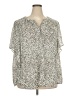 Chaps 100% Polyester Animal Print Silver Short Sleeve Blouse Size 3X - photo 1