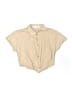 Zara Checkered-gingham Tan Short Sleeve Button-Down Shirt Size 10 - photo 1