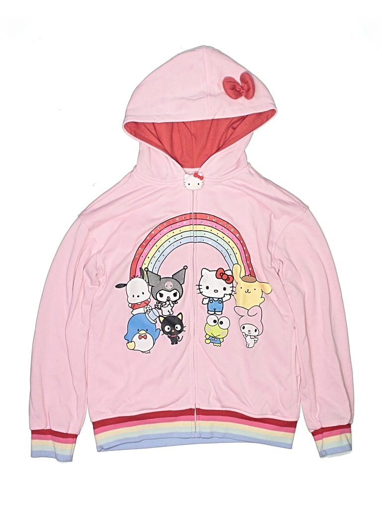 Pre-owned Hello Kitty Kids' Zip Up Hoodie In Pink