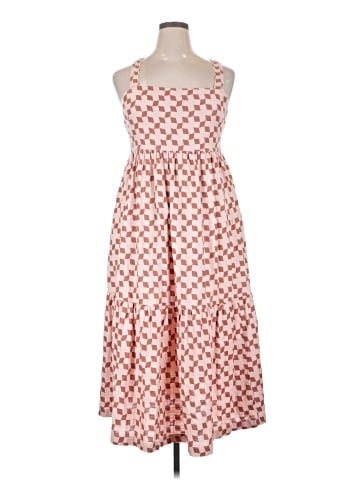 Madewell Cicely Tiered Midi Dress in Geo Checkerboard (view 1)